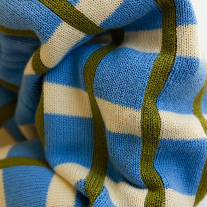 Cotton Check Knit Pants - Bluebird