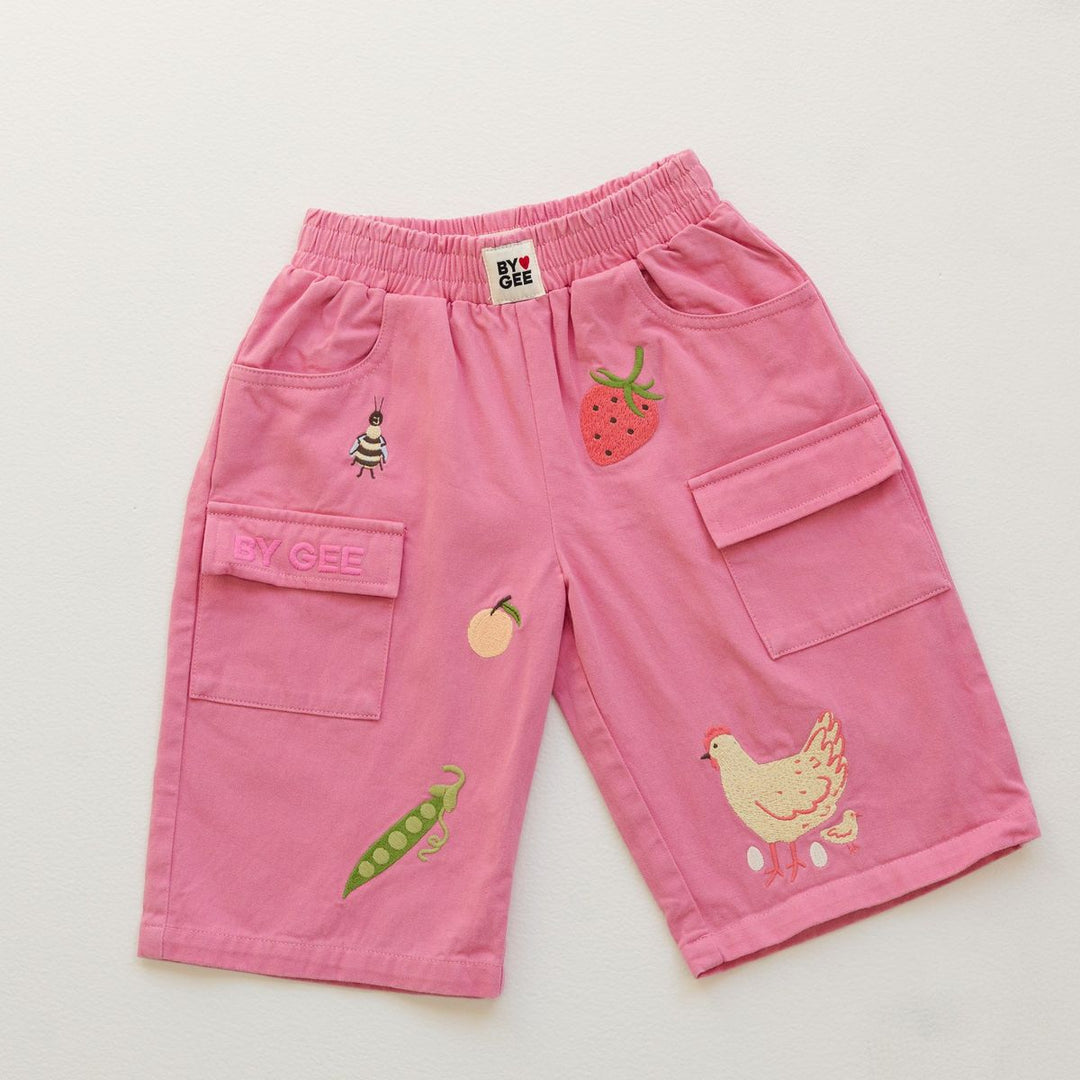Cropped Wide Leg Cargo Pant - Peony