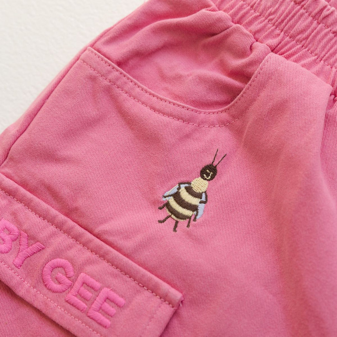 Cropped Wide Leg Cargo Pant - Peony