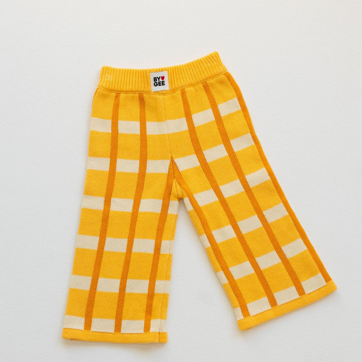 Cotton Check Knit Pants - Honey
