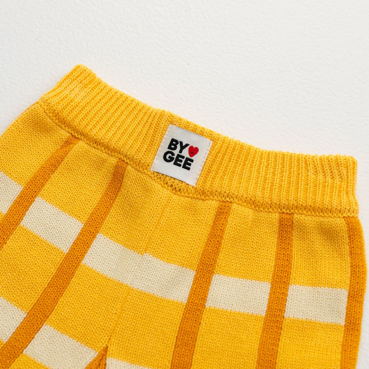 Cotton Check Knit Pants - Honey