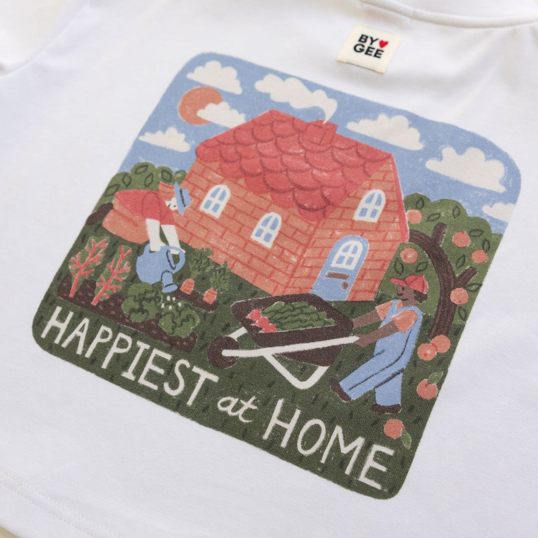 Happy At Home Oversized Boxy Tee - White