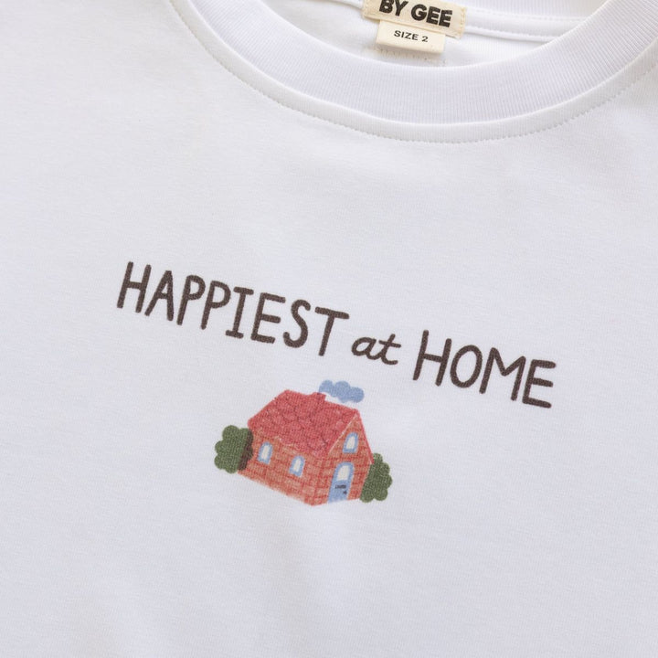 Happy At Home Oversized Boxy Tee - White