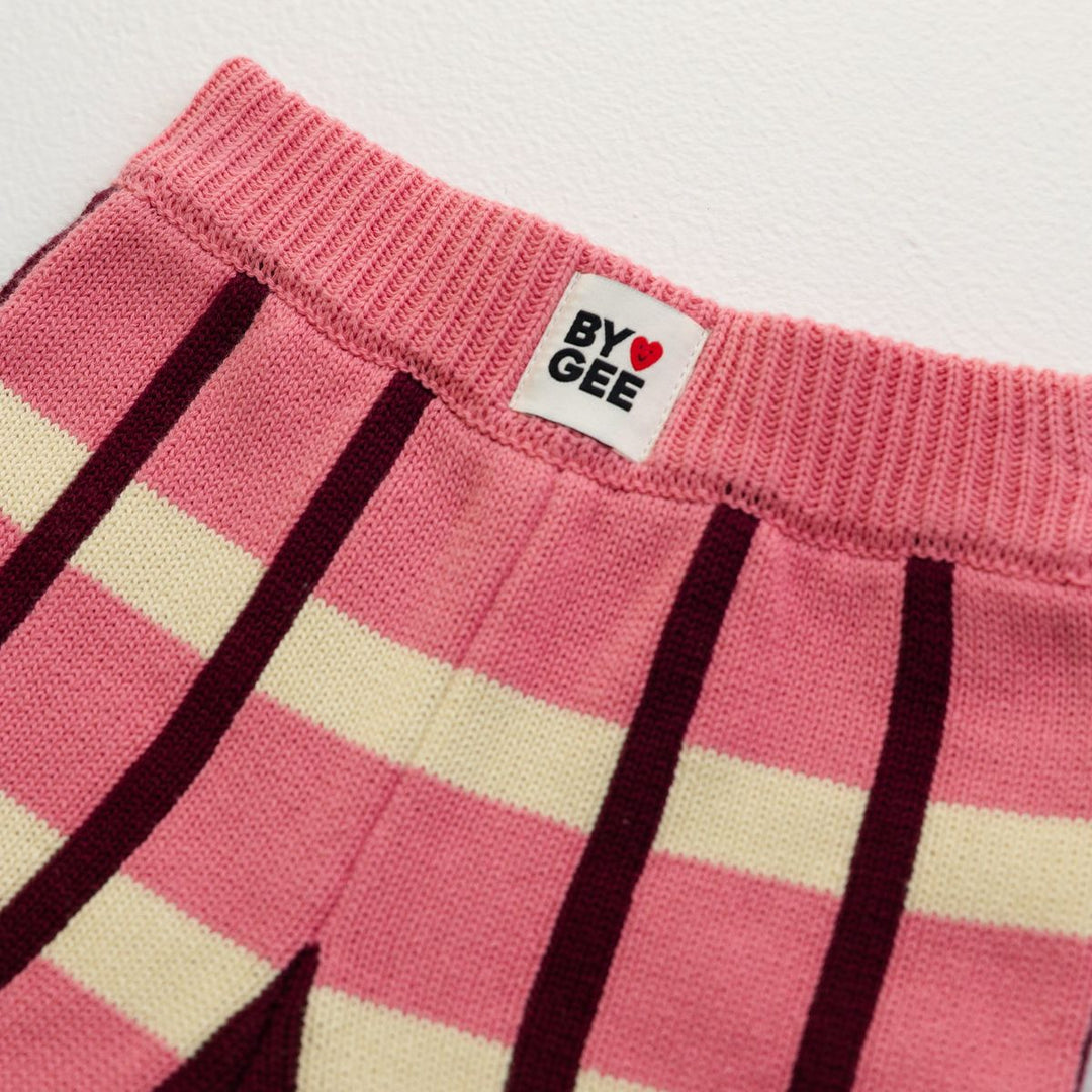 Cotton Check Knit Pants - Peony