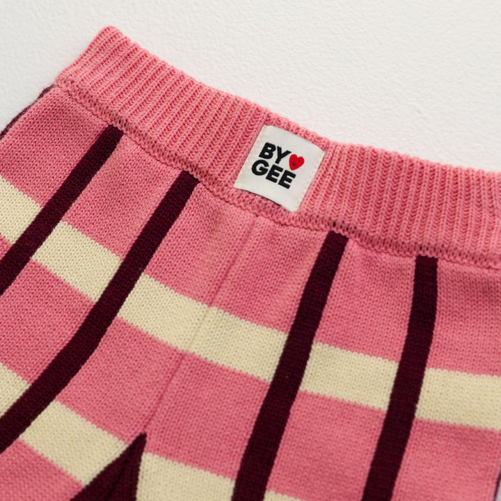 Cotton Check Knit Pants - Peony