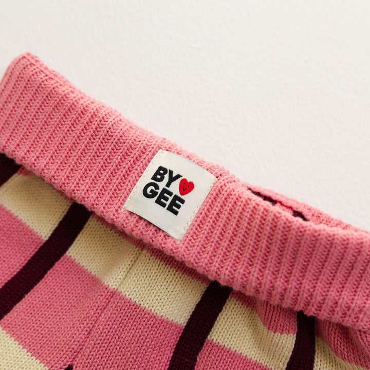 Cotton Check Knit Pants - Peony