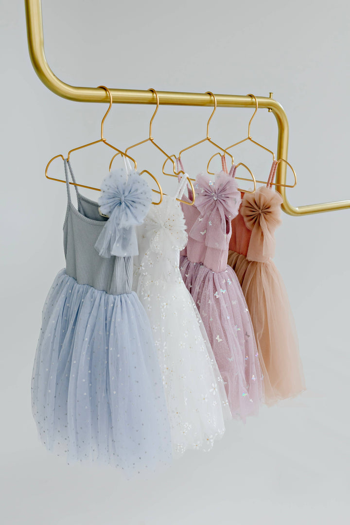 Ribbed Tulle Dress - Mauve Butterflies