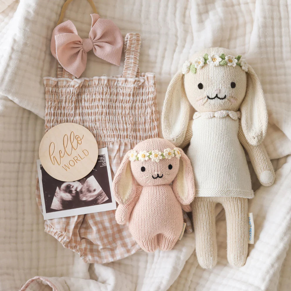 Plush | Baby Bunny (rose with ivory floral)