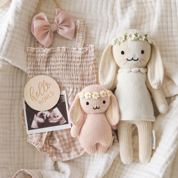 Plush | Baby Bunny (rose with ivory floral)