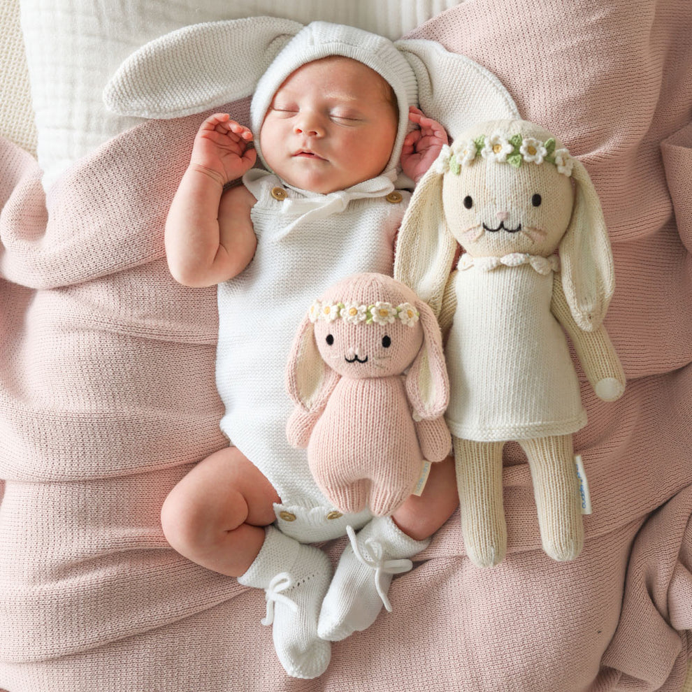 Plush | Baby Bunny (rose with ivory floral)