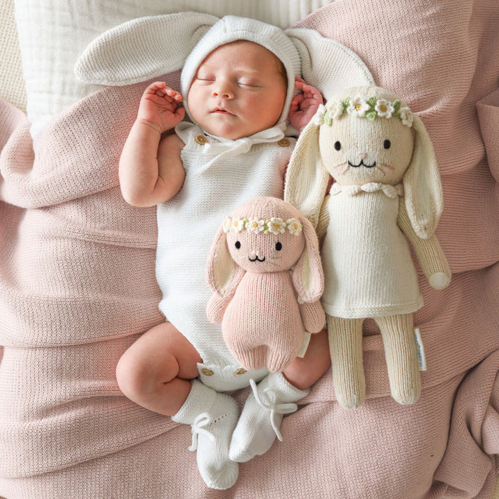 Plush | Baby Bunny (rose with ivory floral)