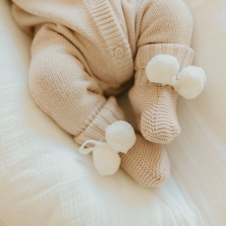 Baby Knit Booties | Biscotti Poms