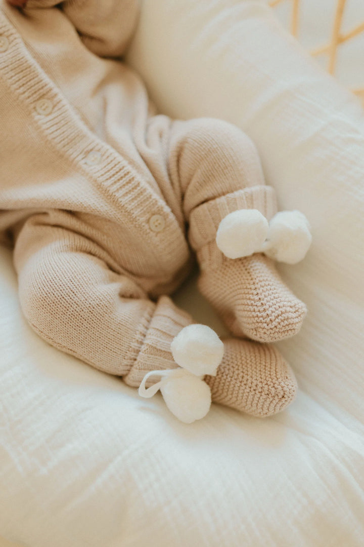 Baby Knit Booties | Biscotti Poms