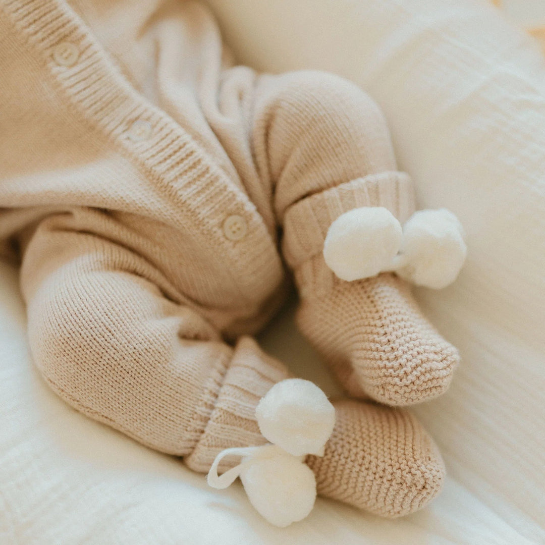 Baby Knit Booties | Biscotti Poms