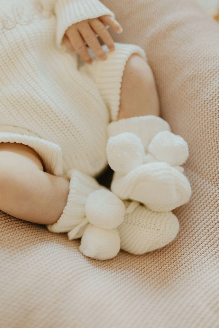 Baby Knit Booties | Milk Poms