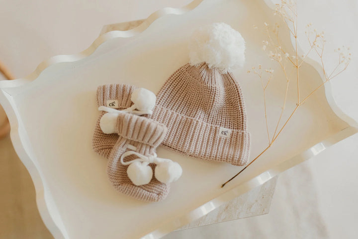 Baby Knit Booties | Biscotti Poms