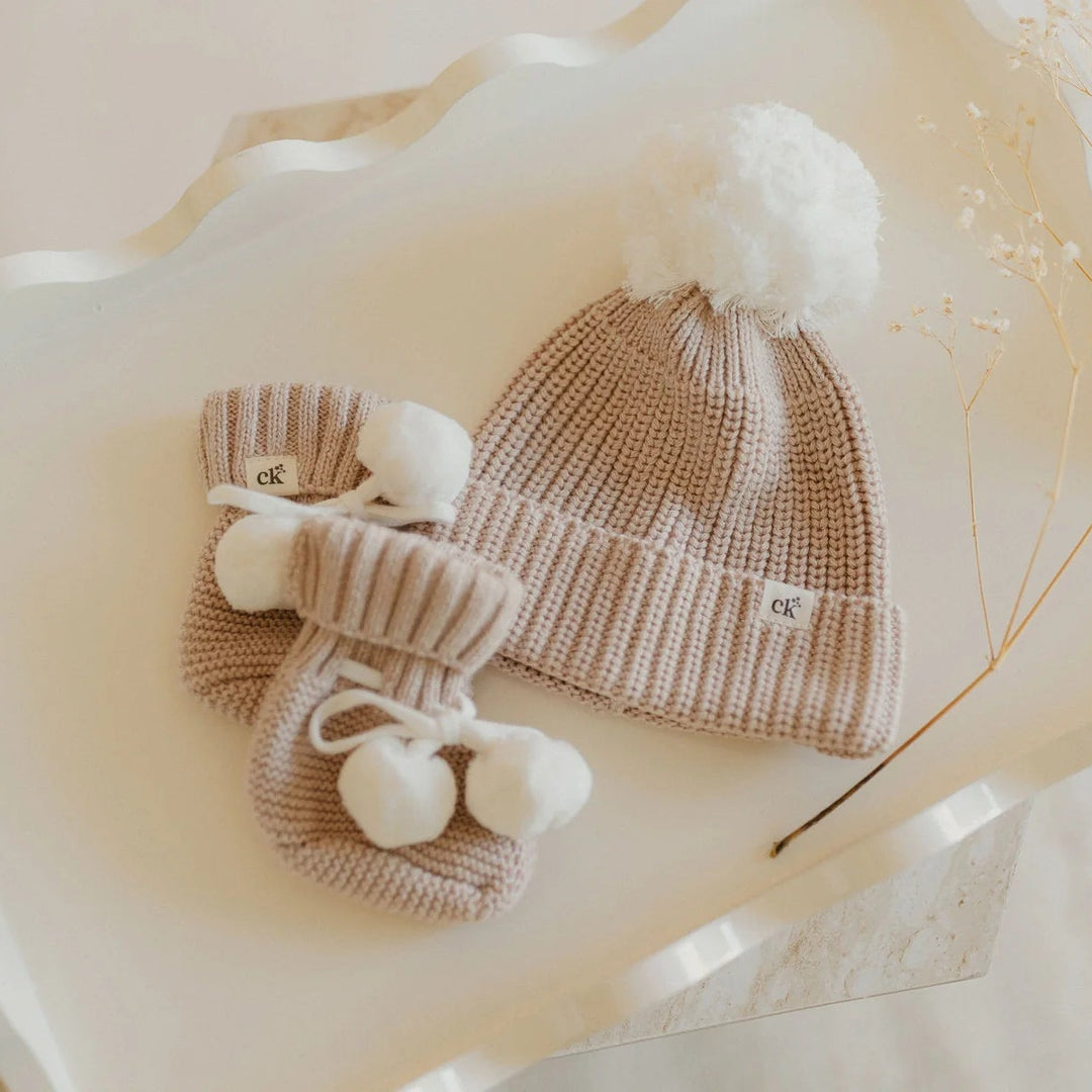 Baby Knit Booties | Biscotti Poms
