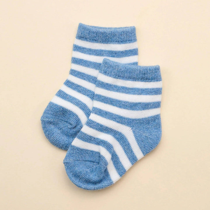 Organic Cotton Baby Socks - Blue Stripes