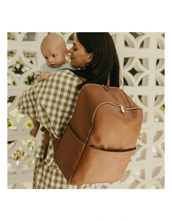 Nappy Backpack | Multitasker - Chestnut Brown Vegan Leather