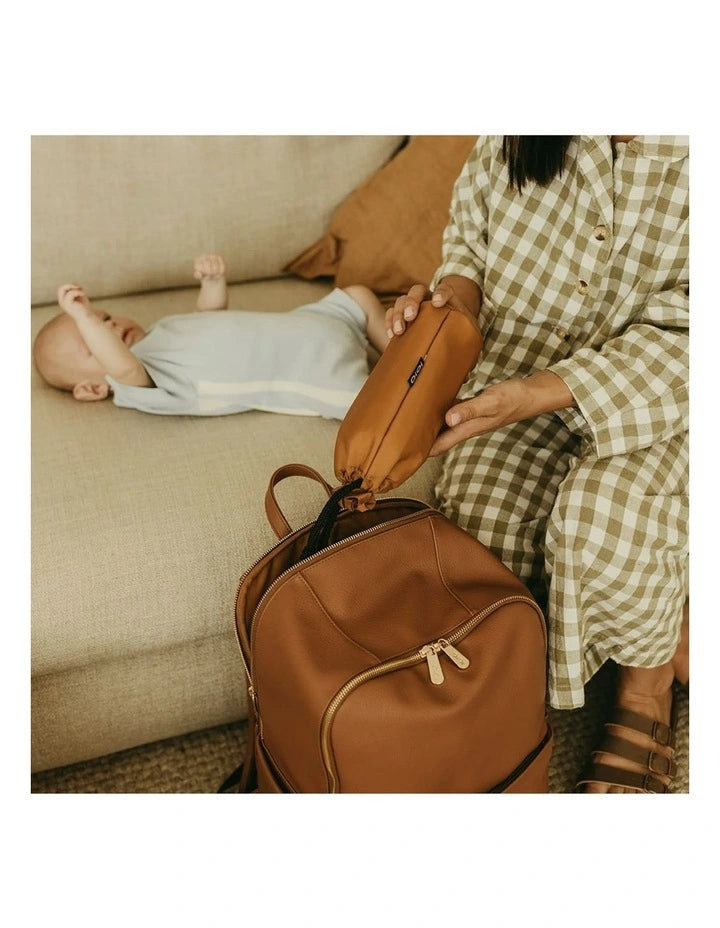 Nappy Backpack | Multitasker - Chestnut Brown Vegan Leather