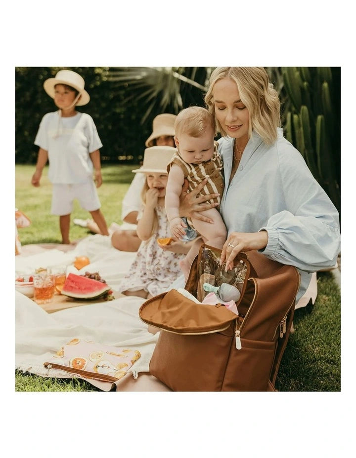 Nappy Backpack | Multitasker - Chestnut Brown Vegan Leather
