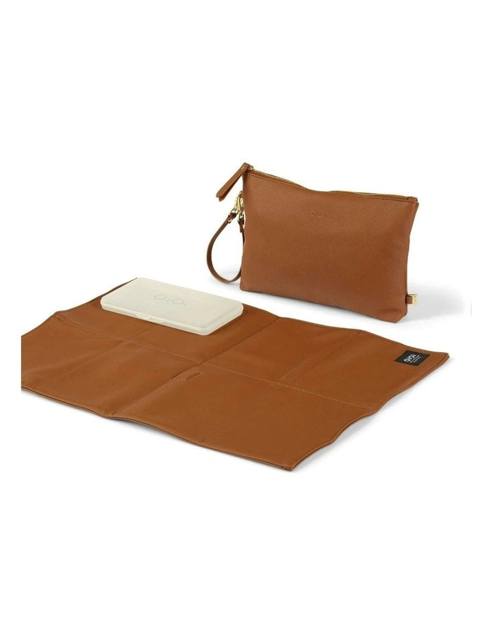 Nappy Changing Pouch - Chestnut Brown Vegan Leather