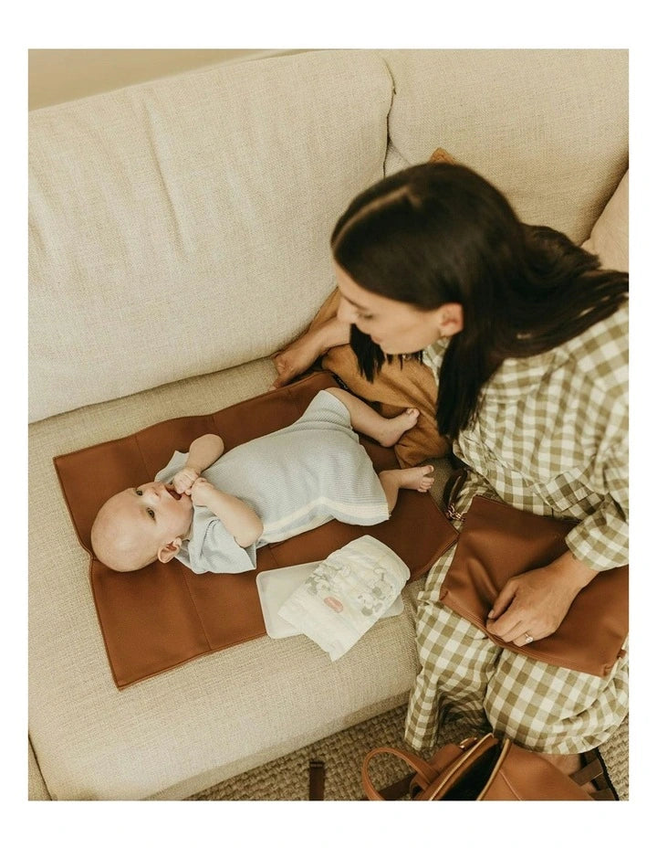 Nappy Changing Pouch - Chestnut Brown Vegan Leather