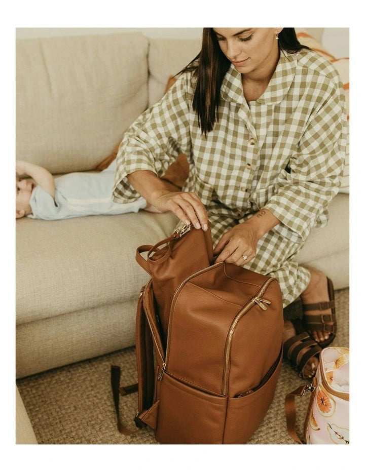 Nappy Changing Pouch - Chestnut Brown Vegan Leather