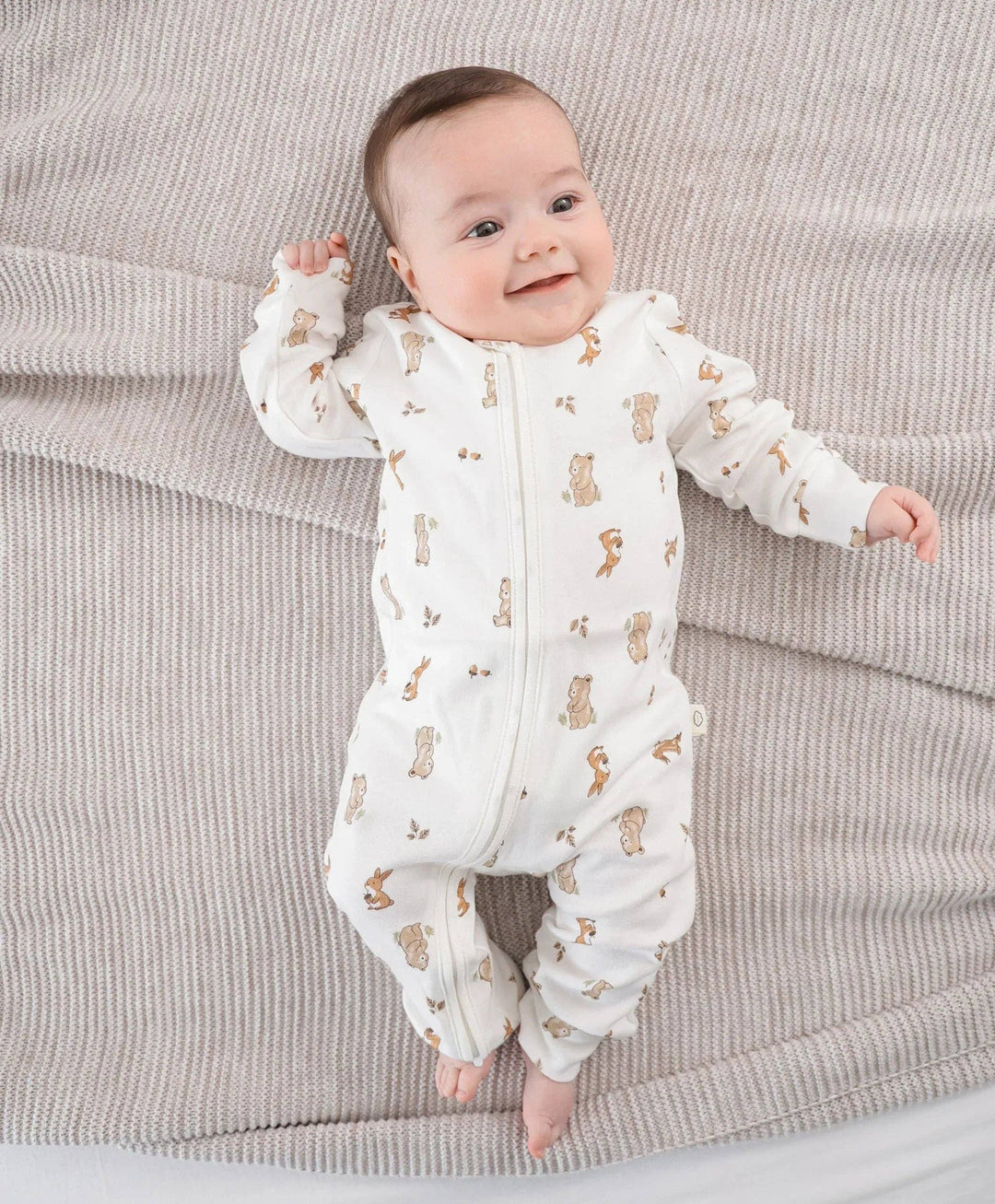Organic Cotton Growsuit - Bear & Bunny