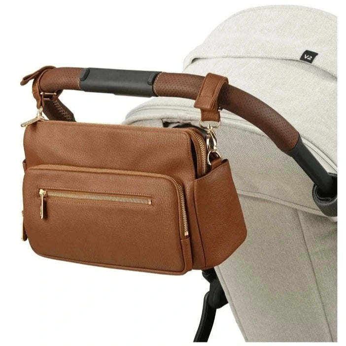 Pram Caddy | Multitasker -  Chestnut Brown Vegan Leather
