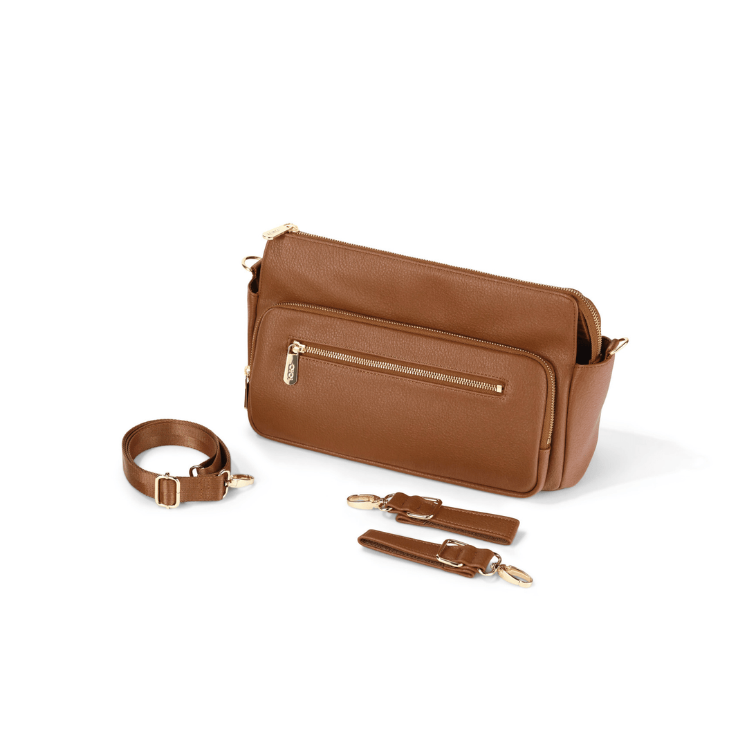Multitasker Pram Caddy 2.0- Chestnut Brown Vegan Leather