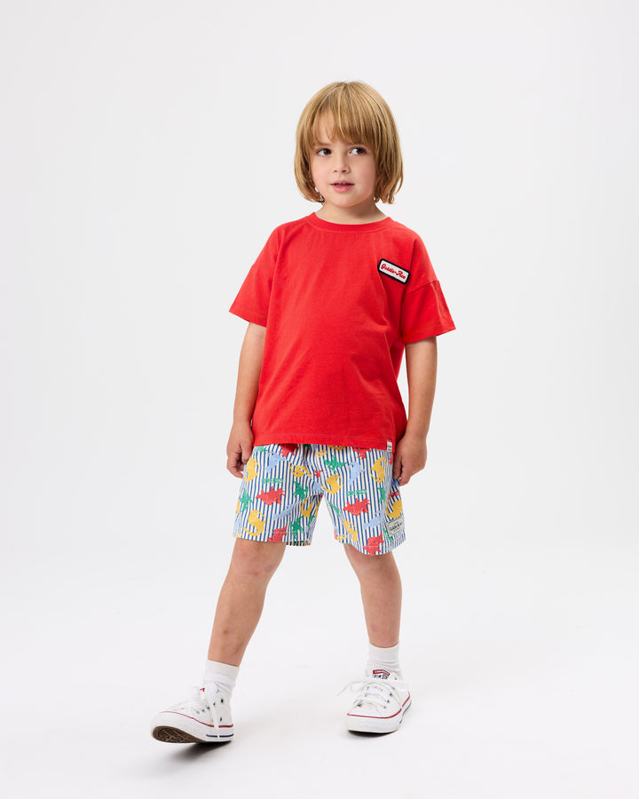 Contrast Stitch T-Shirt Red