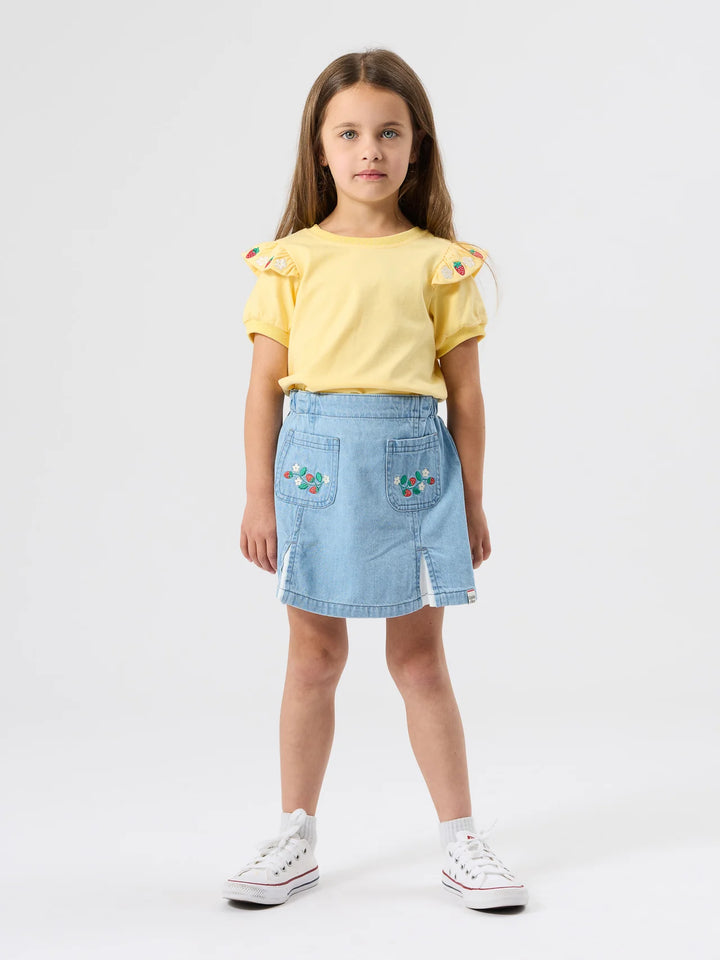 Flounce Shoulder Strawberry Top