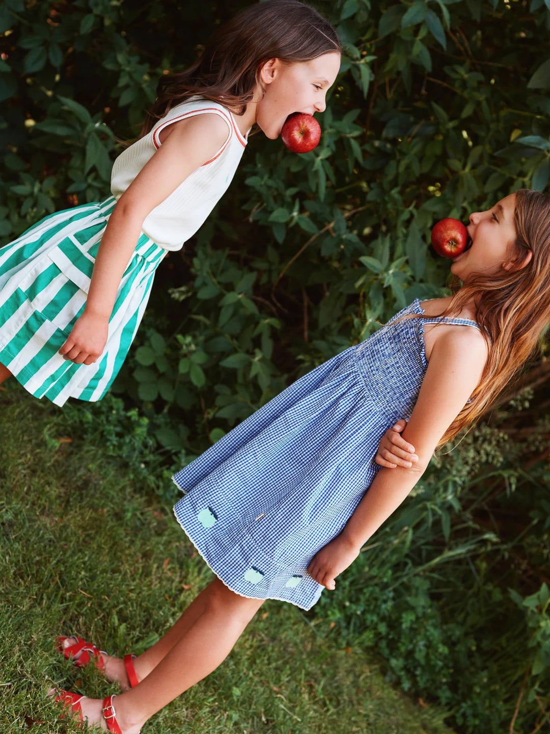 Shirred Gingham Apple Dress
