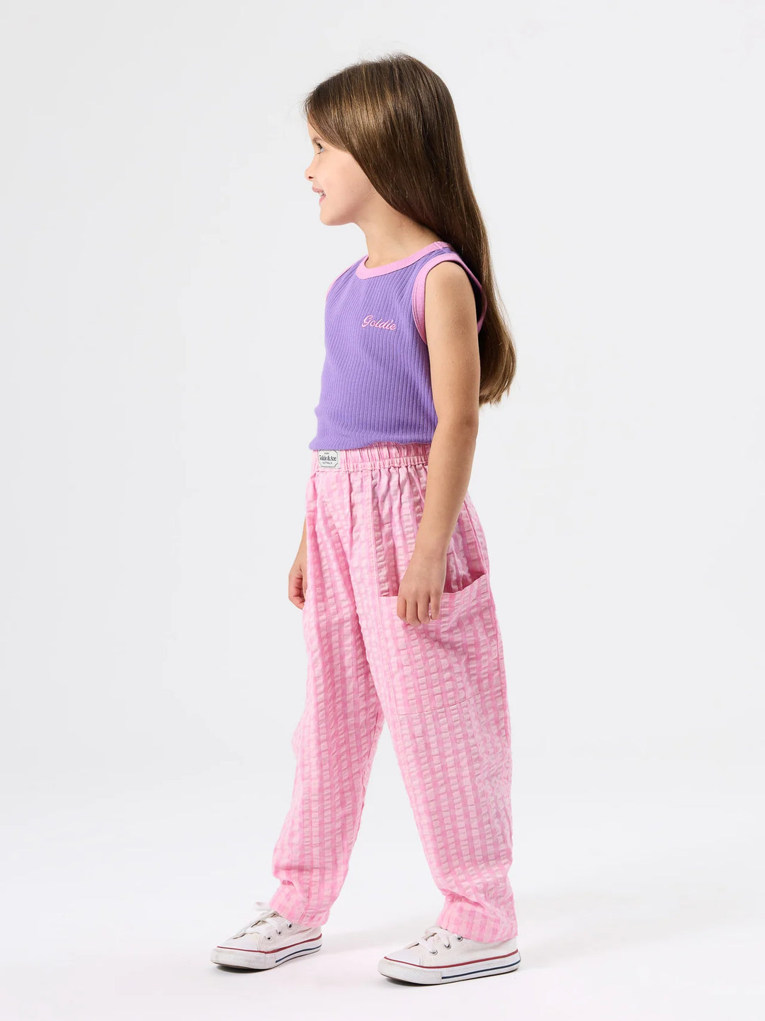Lightweight Gingham Kit Pocket Pant - Pink