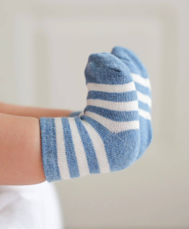 Organic Cotton Baby Socks - Blue Stripes