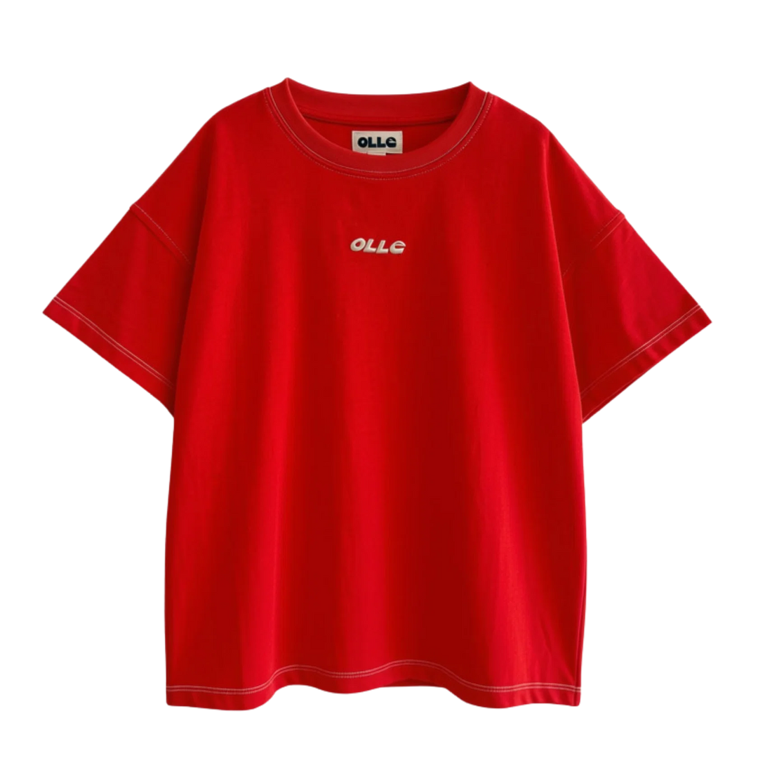 Contrast Stitch Ss Tee - Flame