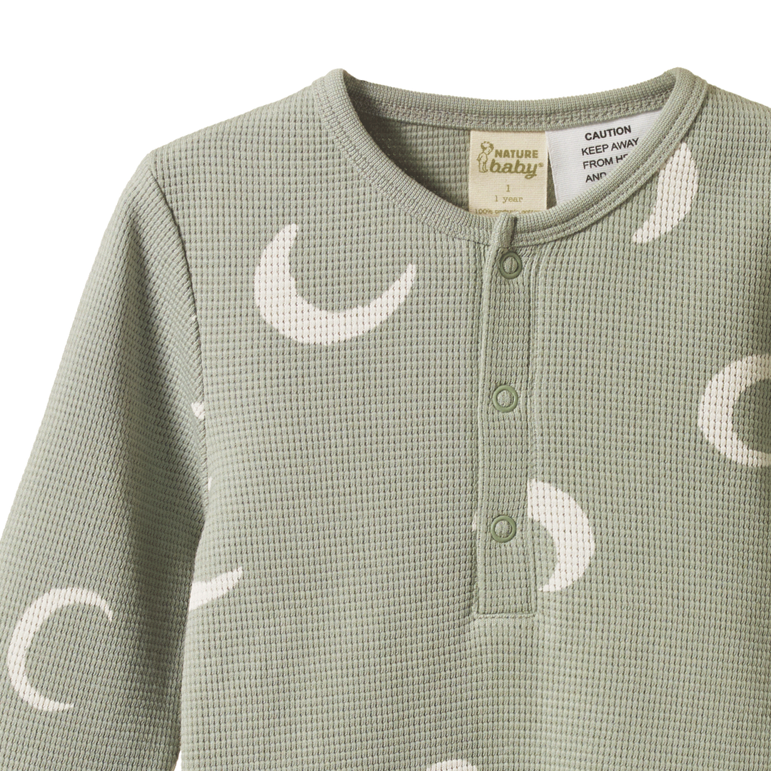 Long Sleeve Pyjama Set | Waffle - Crescent