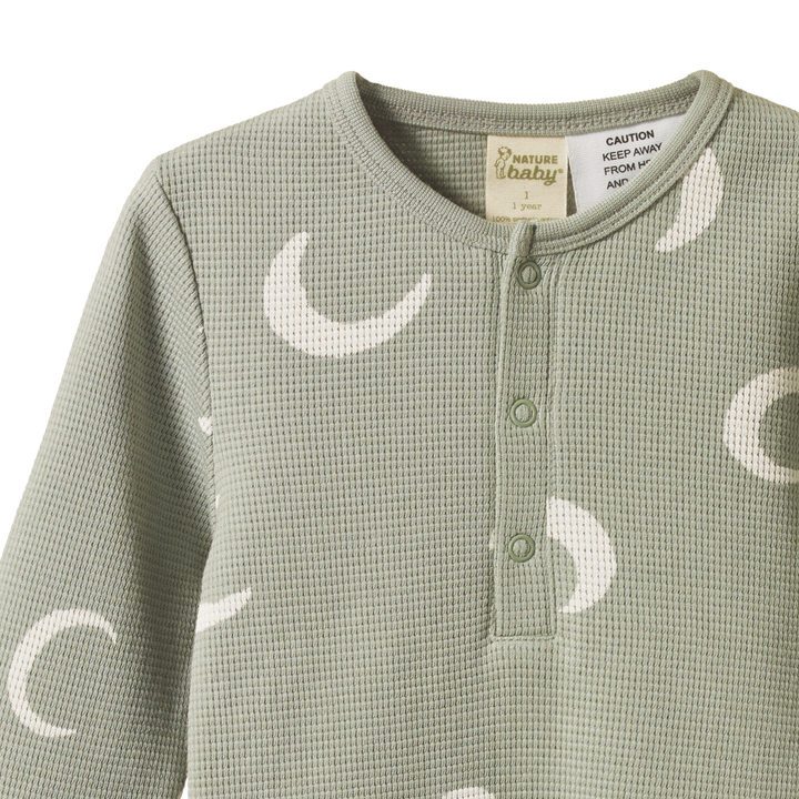 Long Sleeve Pyjama Set | Waffle - Crescent