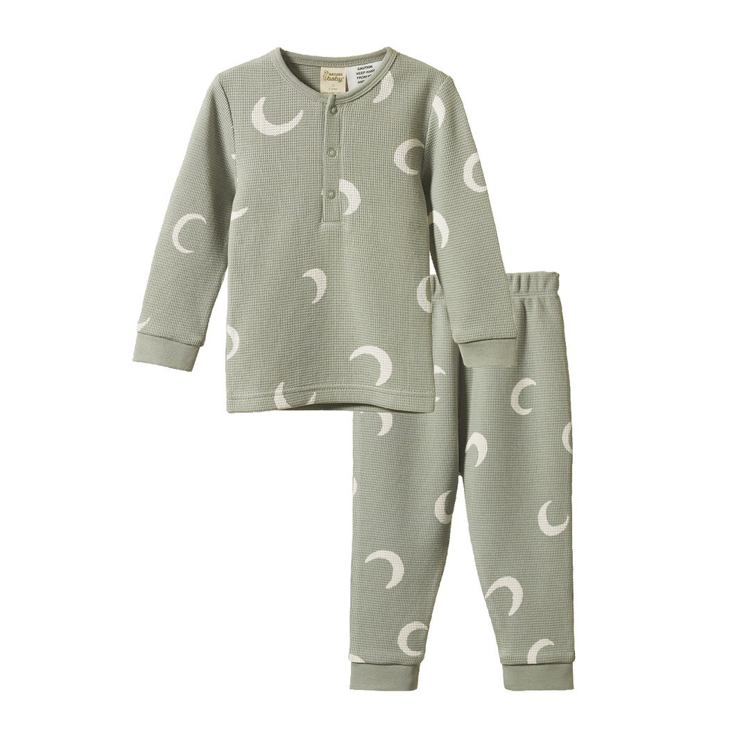 Long Sleeve Pyjama Set | Waffle - Crescent