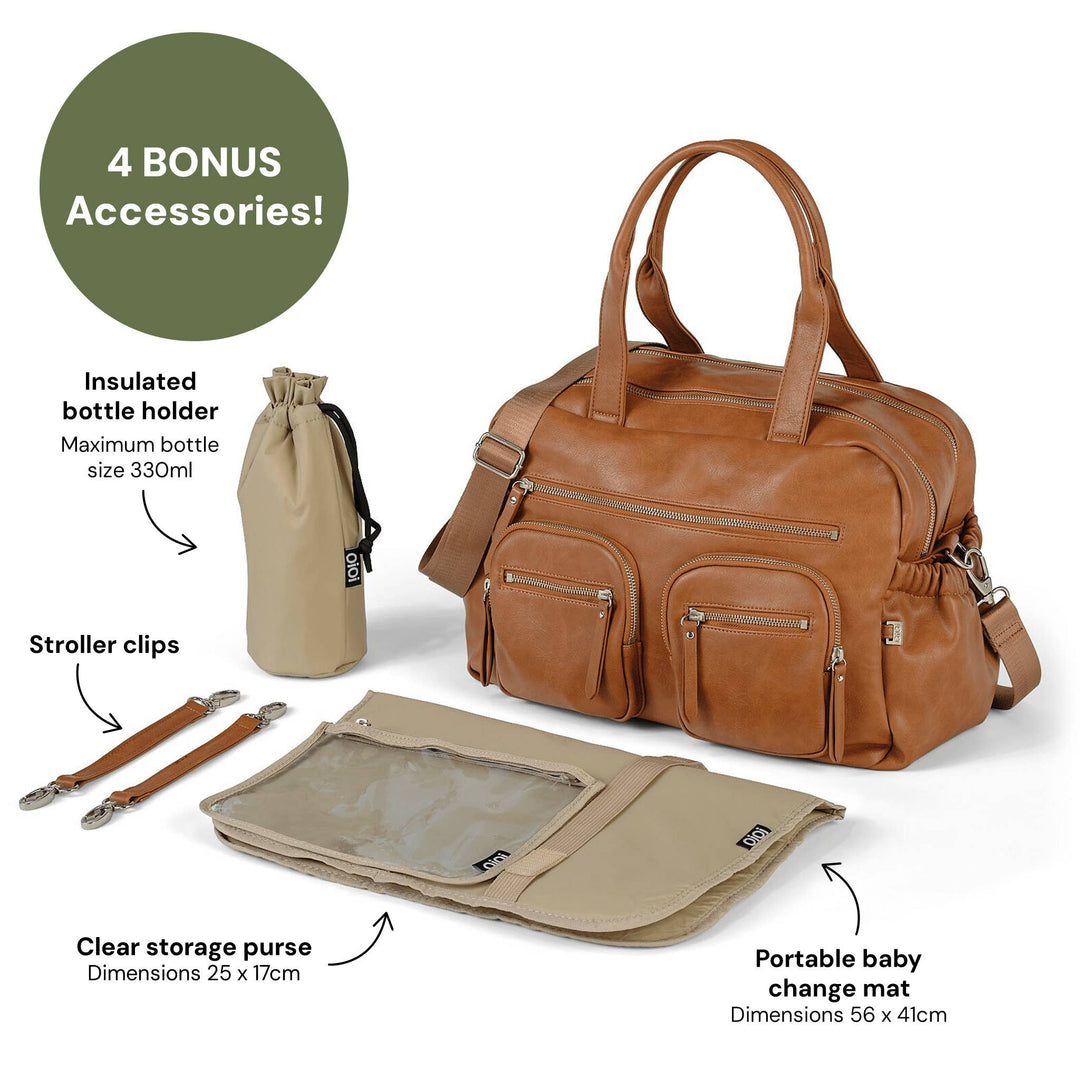 Carry All Nappy Bag - Tan Vegan Leather