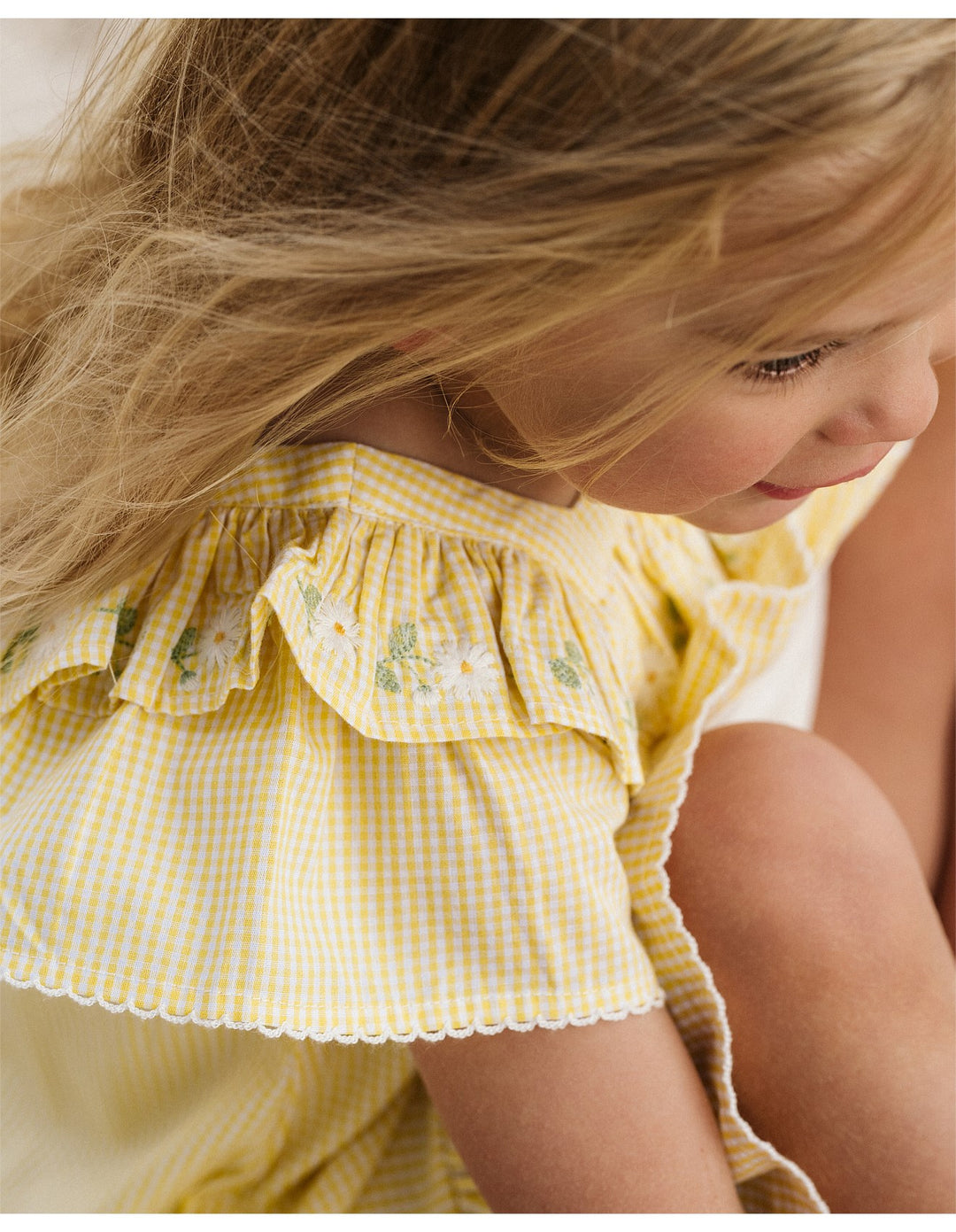 Libby Dress W Emb Yoke - Yellow Check