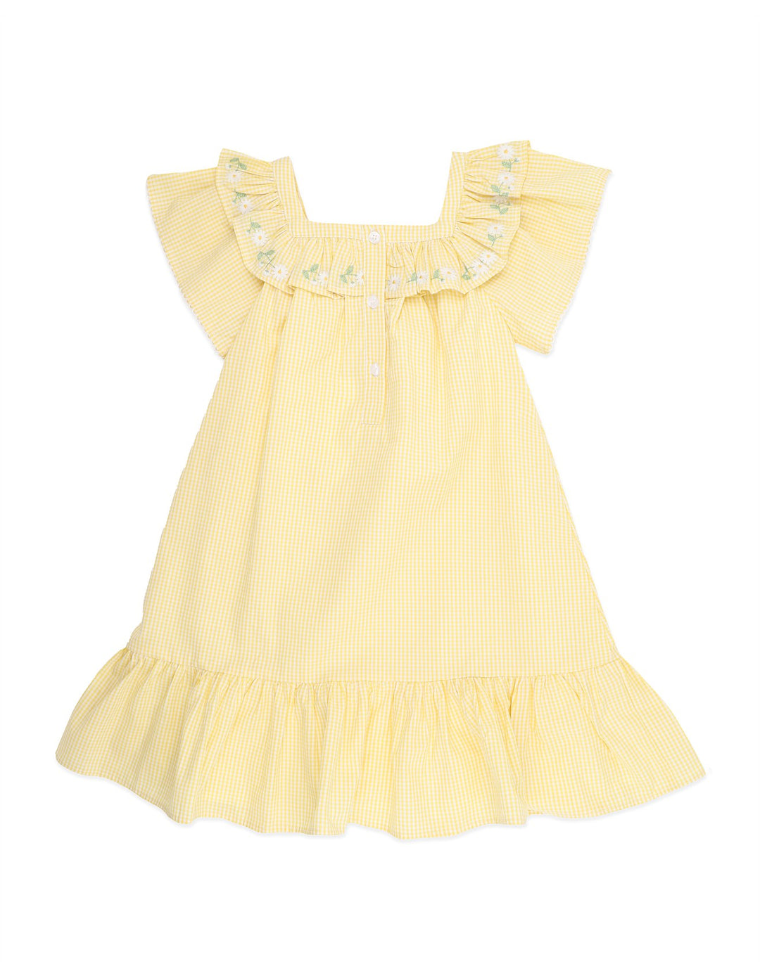Libby Dress W Emb Yoke - Yellow Check