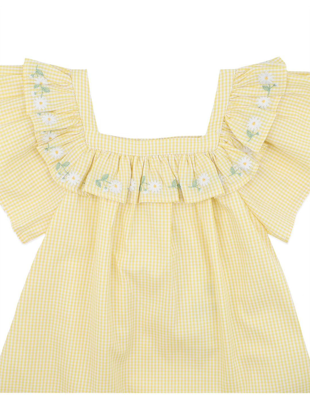 Libby Dress W Emb Yoke - Yellow Check