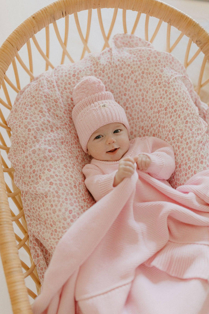 Frilly Knit Blanket | Soft Pink