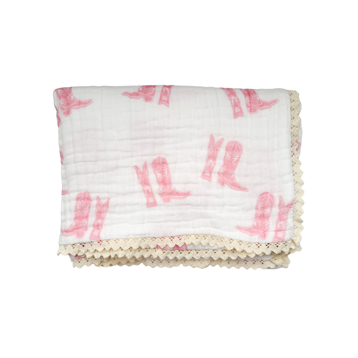 Gauze Lace Blanket | Pink Cowgirl Boots