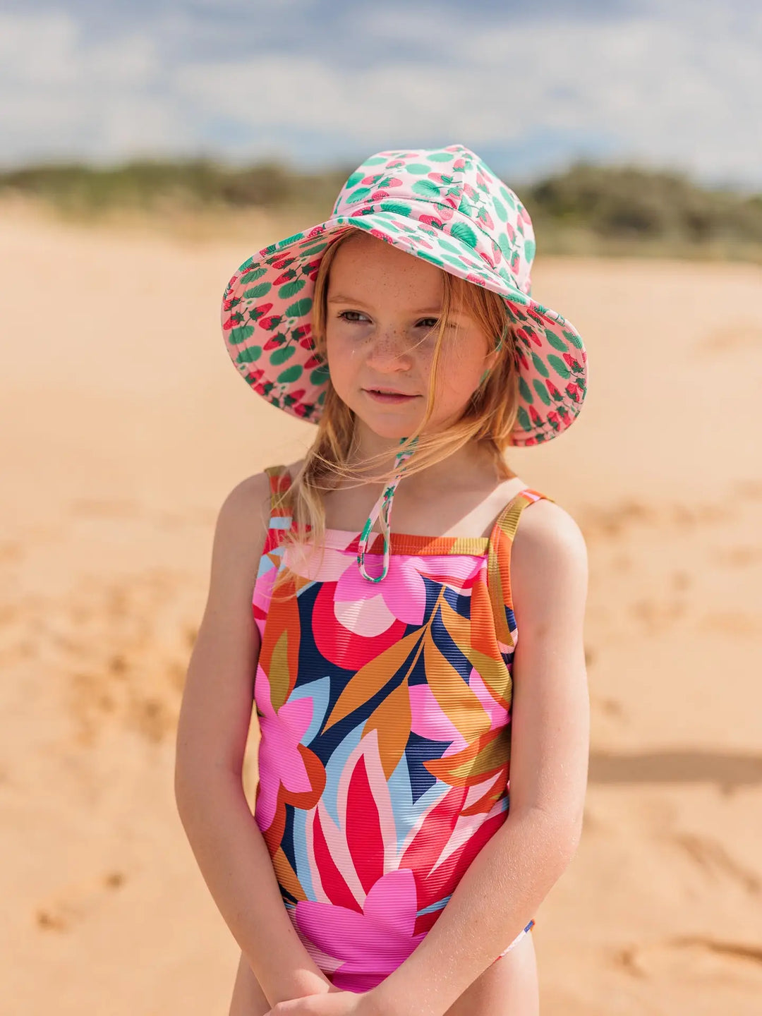 Swim Hat | Wide Brim - Strawberry