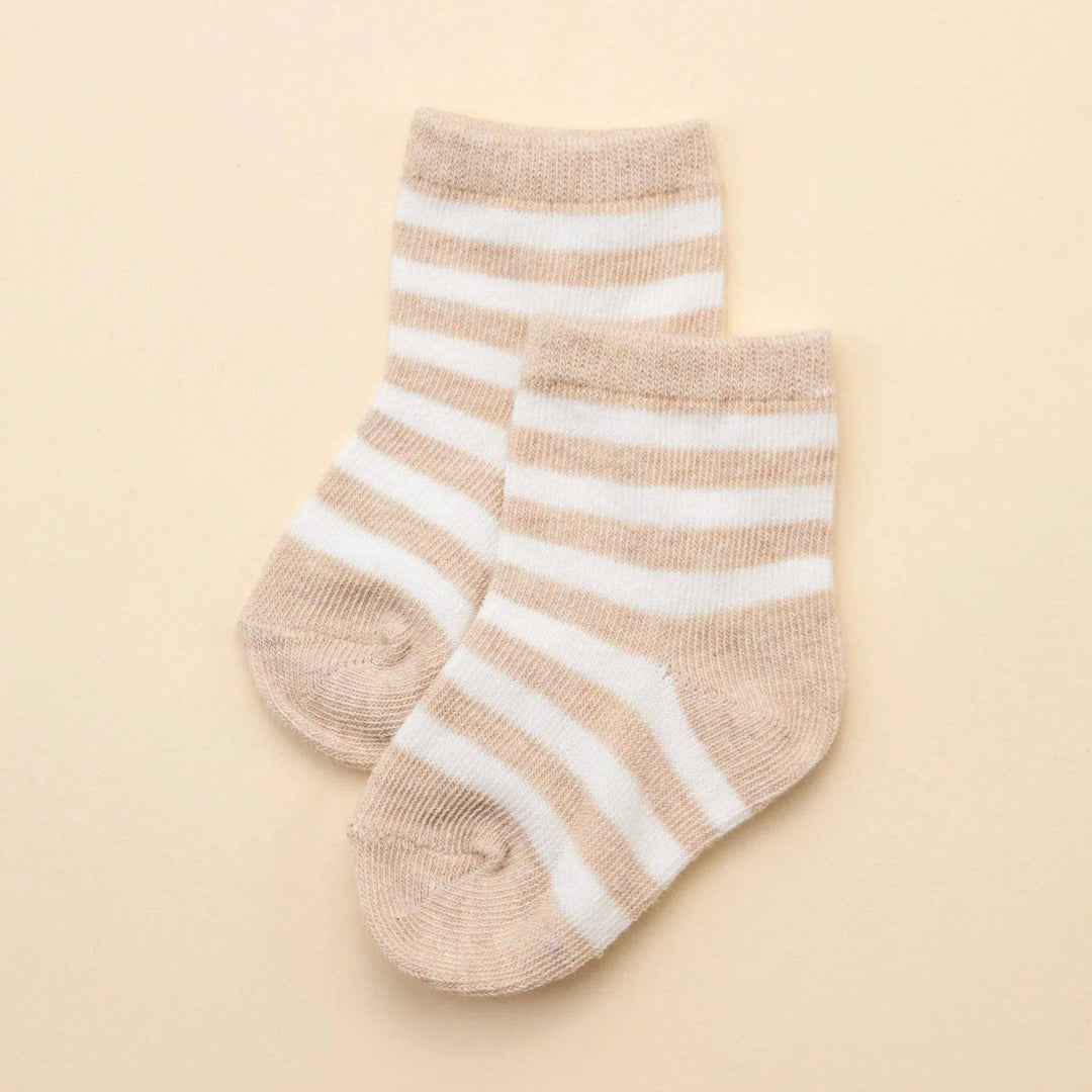 Organic Cotton Baby Socks - Oat Stripes