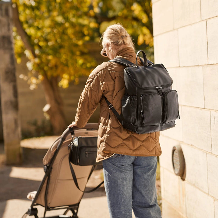 Nappy Backpack | Signature - Black Dimple Vegan Leather