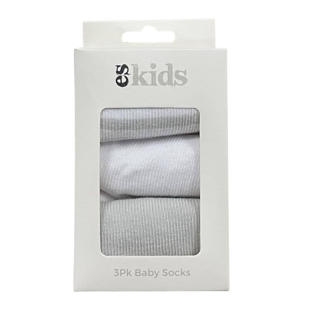 Baby Socks | 3Pk - Grey Stripe